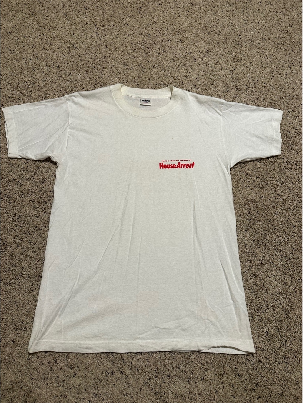 Vintage Murina House Arrest Graphic T-Shirt Large White 100% Cotton Made in USA